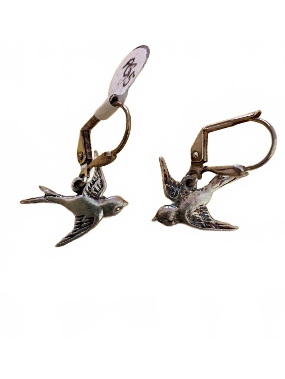 Silver Tones Swallow Bird Earrings